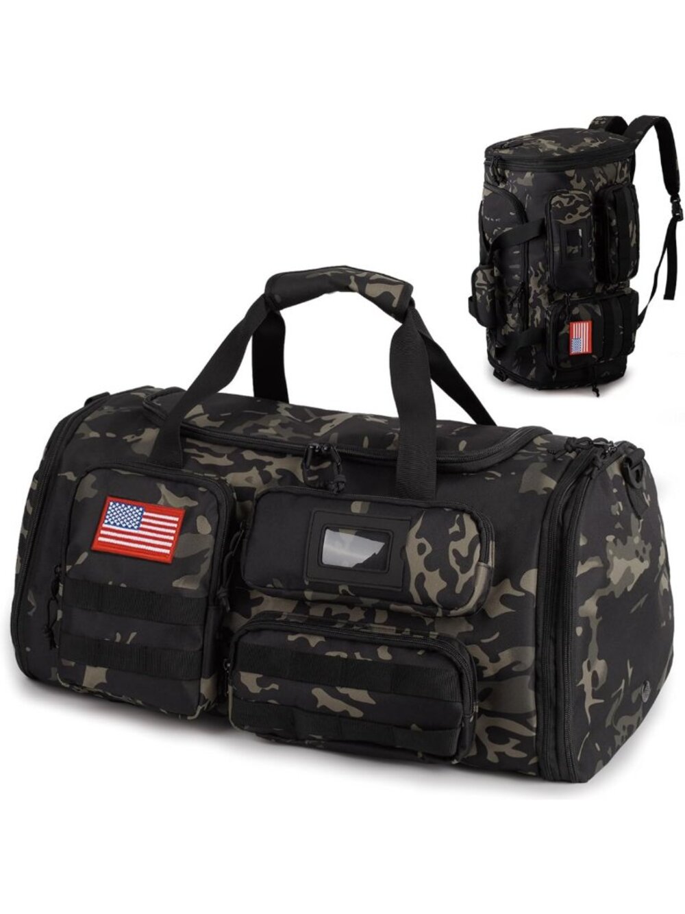 Expandable Tactical Gym Bag - Large 3-in-1 Travel Duffle & Backpack for Men
